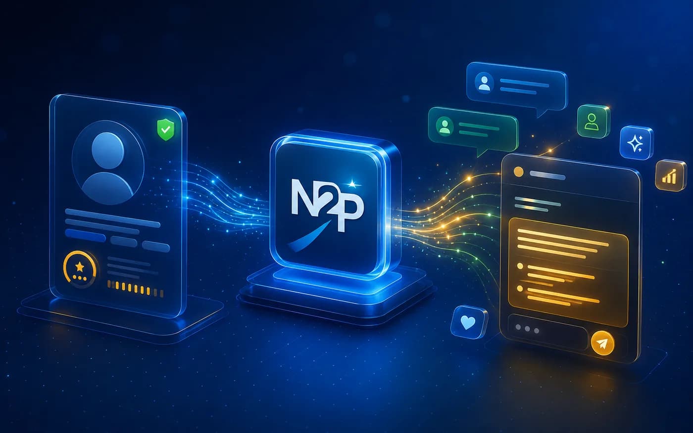 NameToProfile Engage — Score, message, comment and post — in your voice.