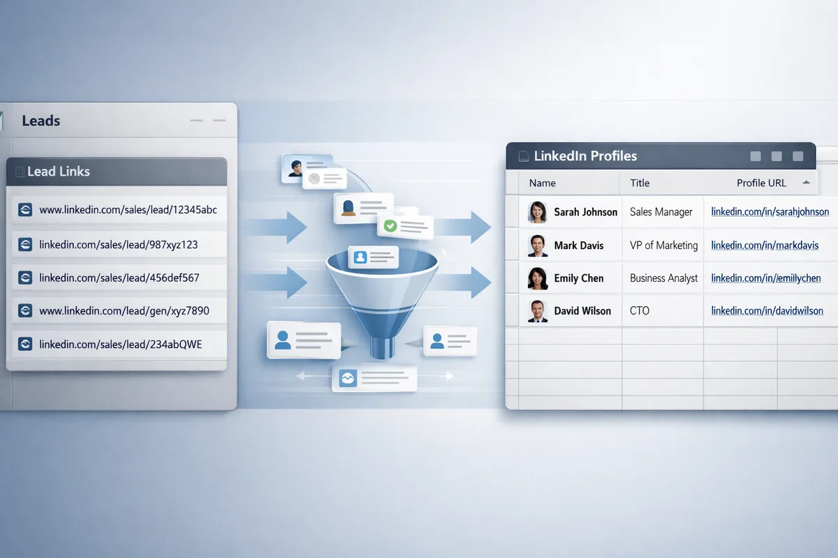 Convert Sales Navigator Lead Links to LinkedIn Profile URLs